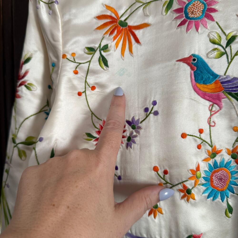 1960s Vintage Silk Hand Embroidered Plum Blossom Birds Chinese Jacket | 36/Small - Picture 9 of 9